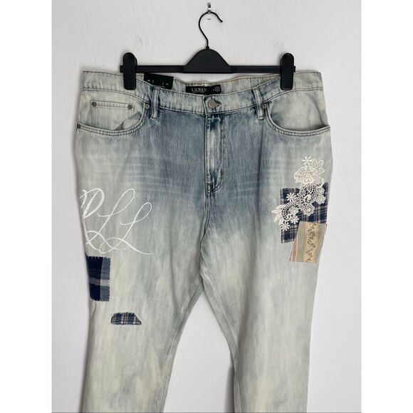 Lauren Ralph Lauren Plus Size Mid-Rise Tapered Patchwork Jeans Size 18 NWT - Picture 2 of 11